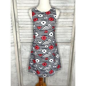 Kaari Blue Red White Blue Lace Floral Dress Size 2